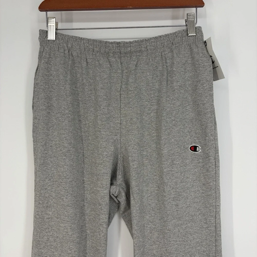 New Champion Men's Small Jersey Open-Bottom Pants Gray Athleisure Gym Pockets